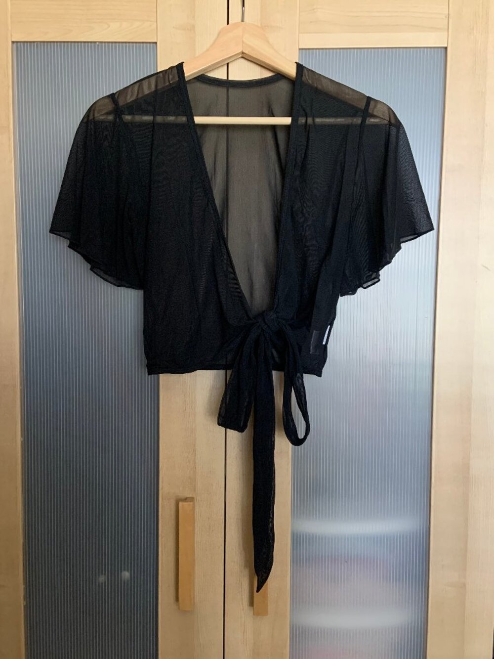 Ballet Beautiful Mesh Flutter Sleeve Wrap Top